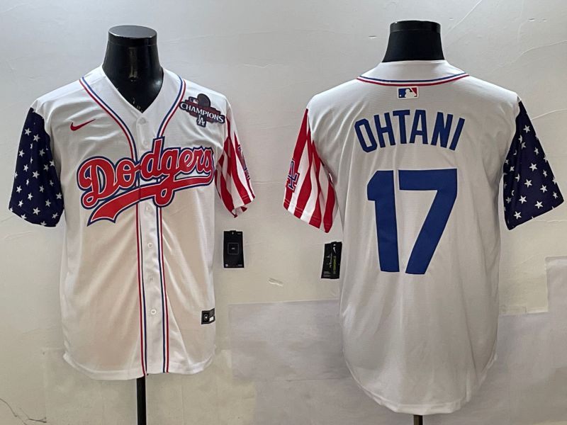 Men Los Angeles Dodgers #17 Ohtani White a generation of national flags Joint name 2025 Nike MLB Jersey style 15->los angeles dodgers->MLB Jersey